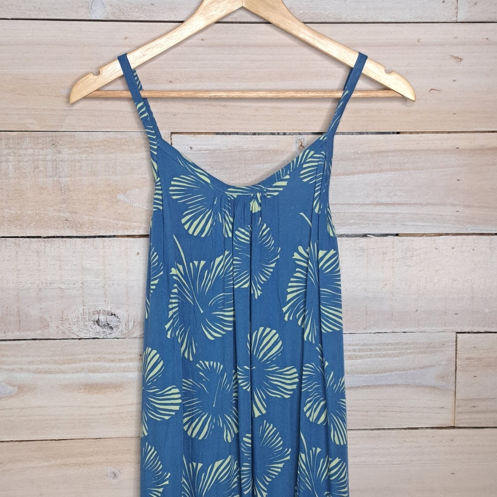Coastal Boho Secret Beach Hawaii Women's Handmade Sun Dress One Size Blue/Yellow